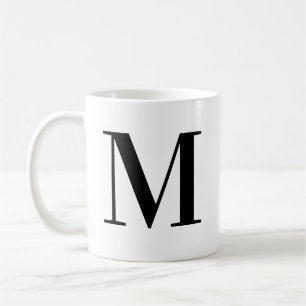 Taza De Café Inicial M Monograma Negro Moderno Personalizado