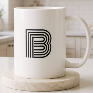 Taza De Café Inicial Monogramada Simple Minimalista Moderna Neg