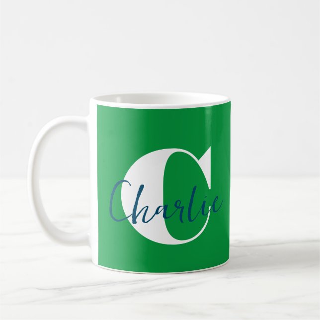 Taza De Café Inicial + Nombre Personalizado - Fácil de Personal (Izquierda)
