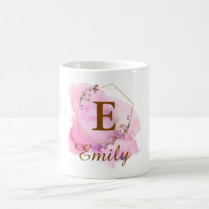 Taza De Café Inicial Personalizada de Niña y Monograma de Nombr