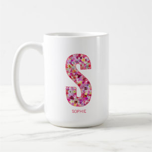 Taza De Café Inicial personalizada Monograma de letra floral
