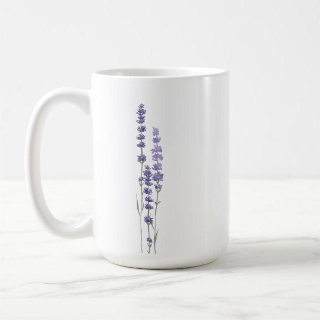 Taza De Café Iniciales Bodas de Lavanda Francesas Delicadas y S (Izquierda)