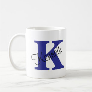 Taza De Café Iniciales clásicas y elegantes y denominar azul a 
