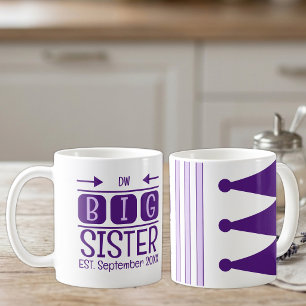 Taza De Café Iniciales de hermana mayor año mes establecido púr