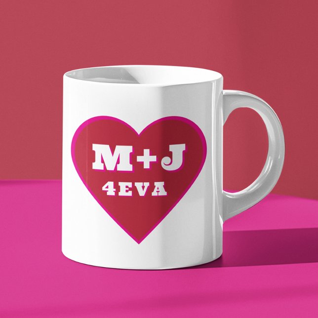 Taza De Café Iniciales de la vieja escuela día de San Valentín (Subido por el creador)