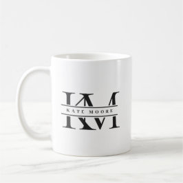 Taza De Café Iniciales de Monograma Modernas Negro Blanco Profe