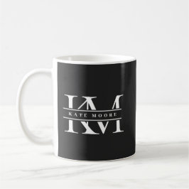 Taza De Café Iniciales de Monograma Modernas Negro Blanco Profe