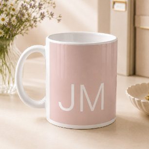 Taza De Café Iniciales Mayúsculas de Monograma Rosa Rubor