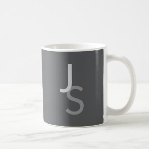 Taza De Café Iniciales monogramadas modernas superpuestas   Gri
