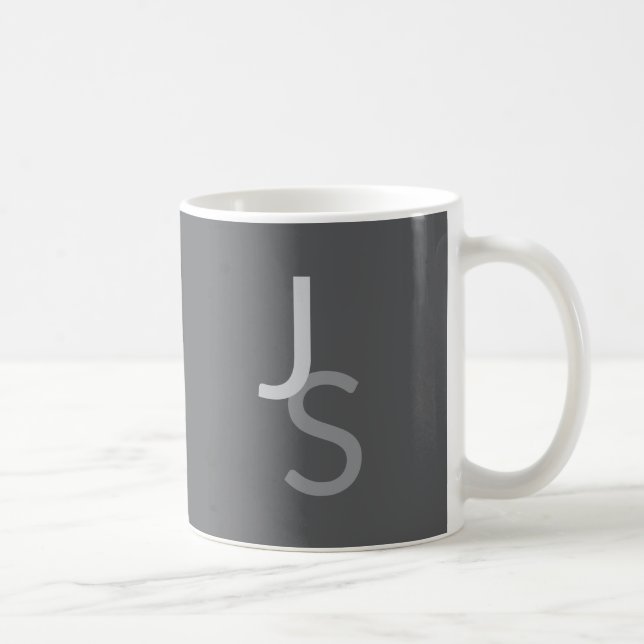 Taza De Café Iniciales monogramadas modernas superpuestas | Gri (Derecha)