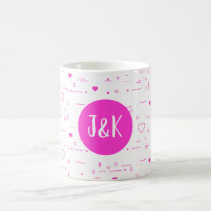 Taza De Café Iniciales Personalizadas J & K Patrón de Amor Rosa