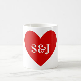 Taza De Café Iniciales Personalizados Forma sencilla de corazón