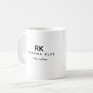 Taza De Café Iniciales personalizados, nombre y lema 'Me gusta 