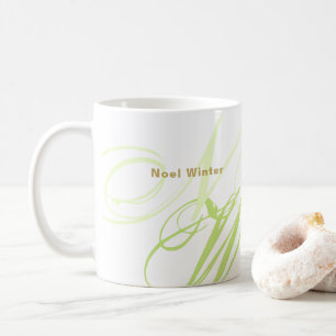 Taza De Café Iniciales sobre tamaño de monograma verde agudo