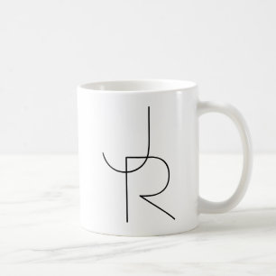 Taza De Café Iniciales superpuestas modernas 2 Negro sobre bl