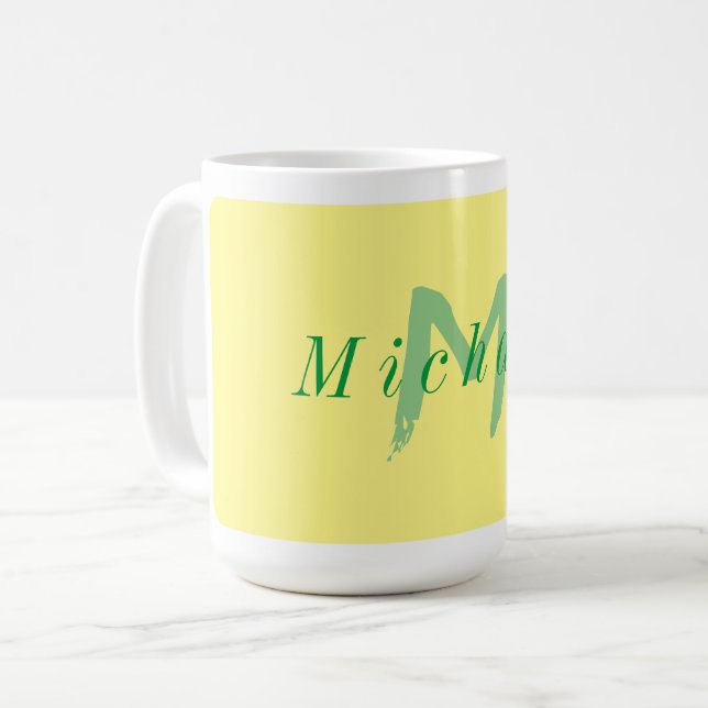 Taza De Café Inicio minimalista amarillo y verde (Anverso izquierdo)