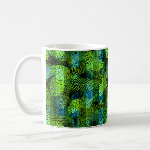 Taza De Café Ininterrumpido invierno Navidad verde azul piñas t