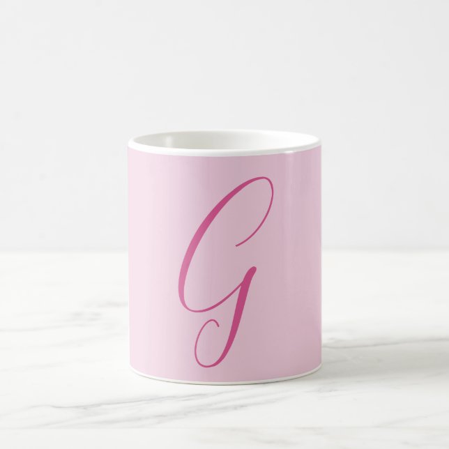 Taza De Café Initial Letter Monogram Light Pink Plain Chic (Centro)