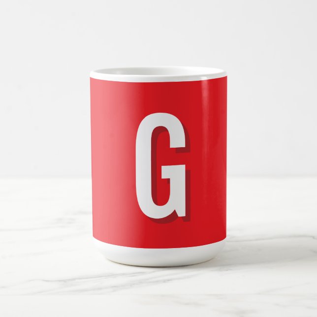 Taza De Café Initial Letter Monogram Red White Plain Simple (Centro)
