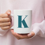 Taza De Café Initial Letter | Teal Monogram Modern Stylish Cool<br><div class="desc">Simple,  stylish custom initial letter monogram coffee mug in modern minimalist typography in teal blue. A perfect custom gift or accessory with a personal touch!</div>