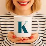 Taza De Café Initial Letter | Teal Monogram Modern Stylish Cool<br><div class="desc">Simple, stylish custom initial letter monogram coffee mug in modern minimalist typography in teal blue. A perfect custom gift or accessory with a personal touch!</div>