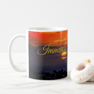 Taza De Café Inmensa Gratitud Playa de Atardecer Inspirada