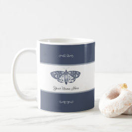 Taza De Café Insectos clásicos de mariposa Añadir tu nombre gri