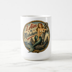 Taza De Café Insigne Retro de Sirena Me Propongo Portarme Mal