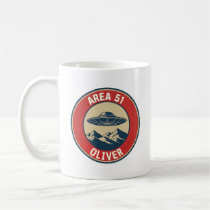 Taza De Café Insignia Clasificada Área 51 Retro OVNI Alien