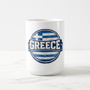 Taza De Café Insignia de bandera vintage de Grecia