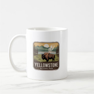Taza De Café Insignia de Bisonte y Géiser del Parque Nacional Y