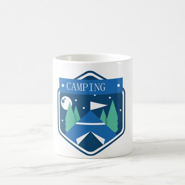 Taza De Café Insignia de camping azul (Centro)