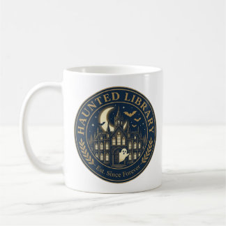Taza De Café Insignia de Halloween de fantasmas de biblioteca e