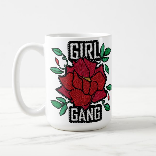 Taza De Café Insignia de la moda de la rosa roja de la pandilla (Izquierda)