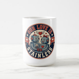 Taza De Café Insígnia de pareja de robot retro