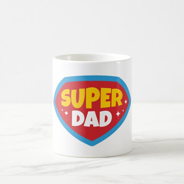Taza De Café Insignia de Superhéroe Retro Super Papá (Centro)