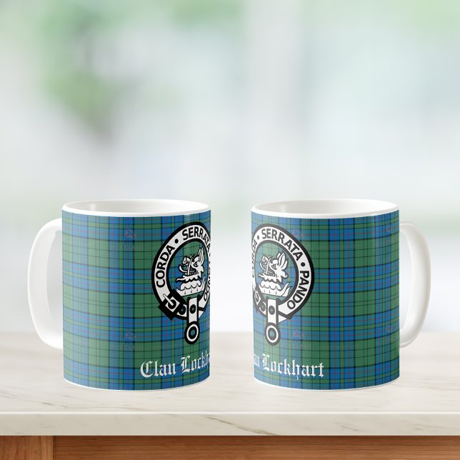 Taza De Café Insignia del Escudo de Clan Lockhart y Tartán (Check out the entire Clan Lockhart collection!)