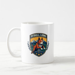 Taza De Café Insignia deportiva de mascota vintage Pitbull Lion