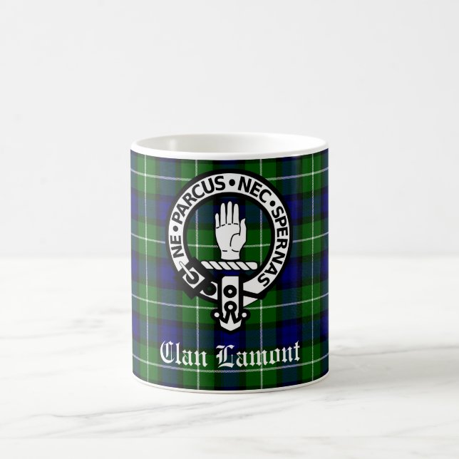 Taza De Café Insignia Escudo de Clan Lamont y Tartán (Centro)