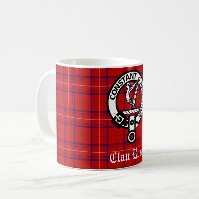 Taza De Café Insignia Escudo Rosa de clan y tartán (Anverso izquierdo)
