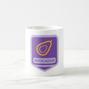 Taza De Café Insignia minimalista de aguacate en morado y oro