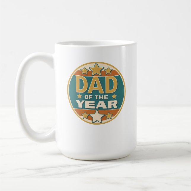 Taza De Café Insignia retro de papá del año - regalo del día de (Izquierda)