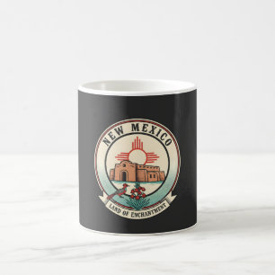 Taza De Café Insignia Retro Nuevo México Tierra de Enchantment