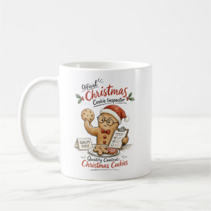 Taza De Café Inspector de Galletas de Navidad Acuarela