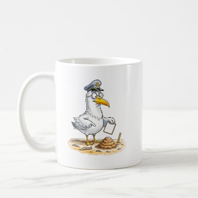Taza De Café Inspector de gusanos ave cómico (Izquierda)