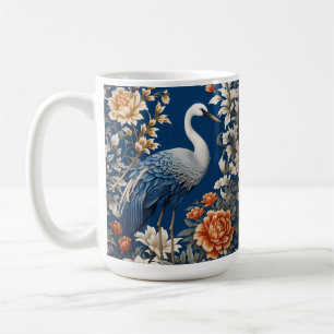 Taza De Café Inspiración de la elegante grúa azul William Morri