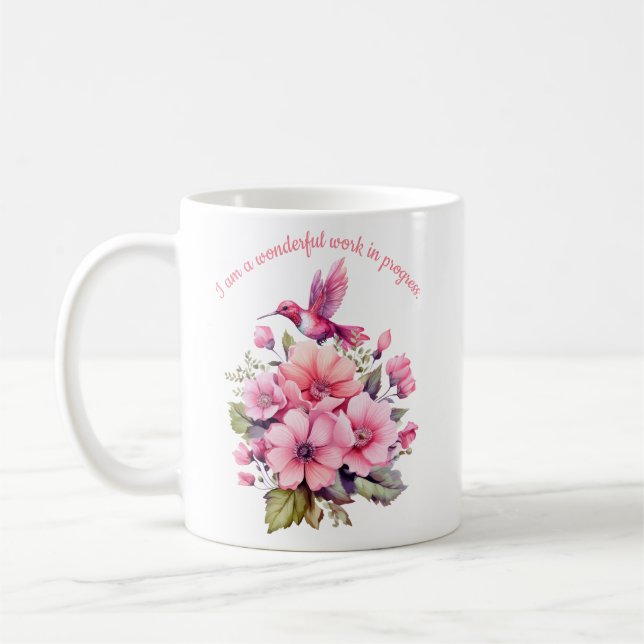 Taza De Café inspiración de pájaros floridos y que rebosan (Izquierda)