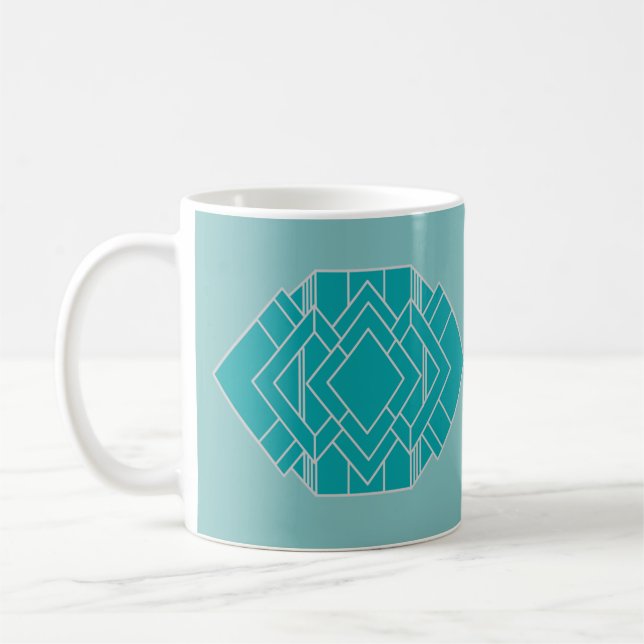 Taza De Café Inspiración en el estilo Art Decó verde azulado (Izquierda)