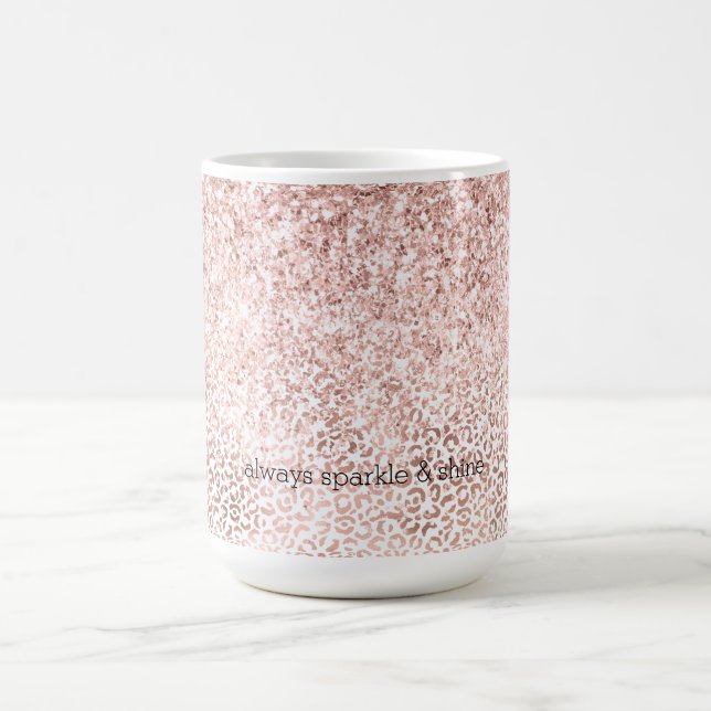 Taza De Café Inspiración en el Leopard del Purpurina Glam Pink  (Centro)