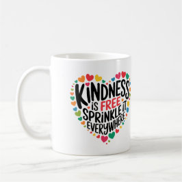 Taza De Café Inspiración Mug Kindness Cita Corazones Coloridos